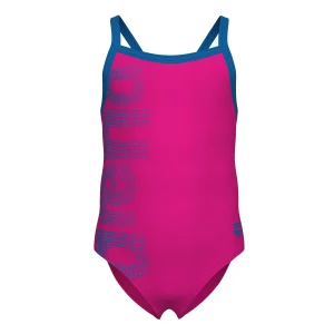 Bañador arena para niña Logo Rosa  - Azul