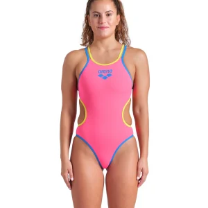 Bañador deportivo arena One Double Cross Back para mujer  Rosa Impactante