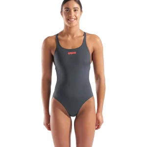 Bañador liso arena Performance para mujer Swim Pro Team - Asfalto/Brillante