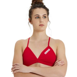 Top de bikini liso arena Performance para mujer  - Rojo Blanco
