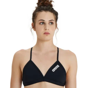Top de bikini liso arena Performance para mujer  - Blanco Negro
