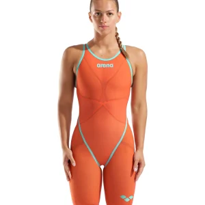 Bañador a la rodilla de espalda abierta arena Powerskin Carbon Glide para mujer de la edición limitada Sunset Coral