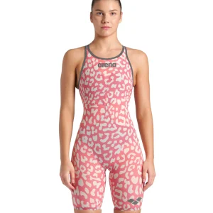 Traje de competición a la rodilla con espalda abierta para mujer arena Powerskin Carbon Air2 de la edición limitada Leopard Skin
