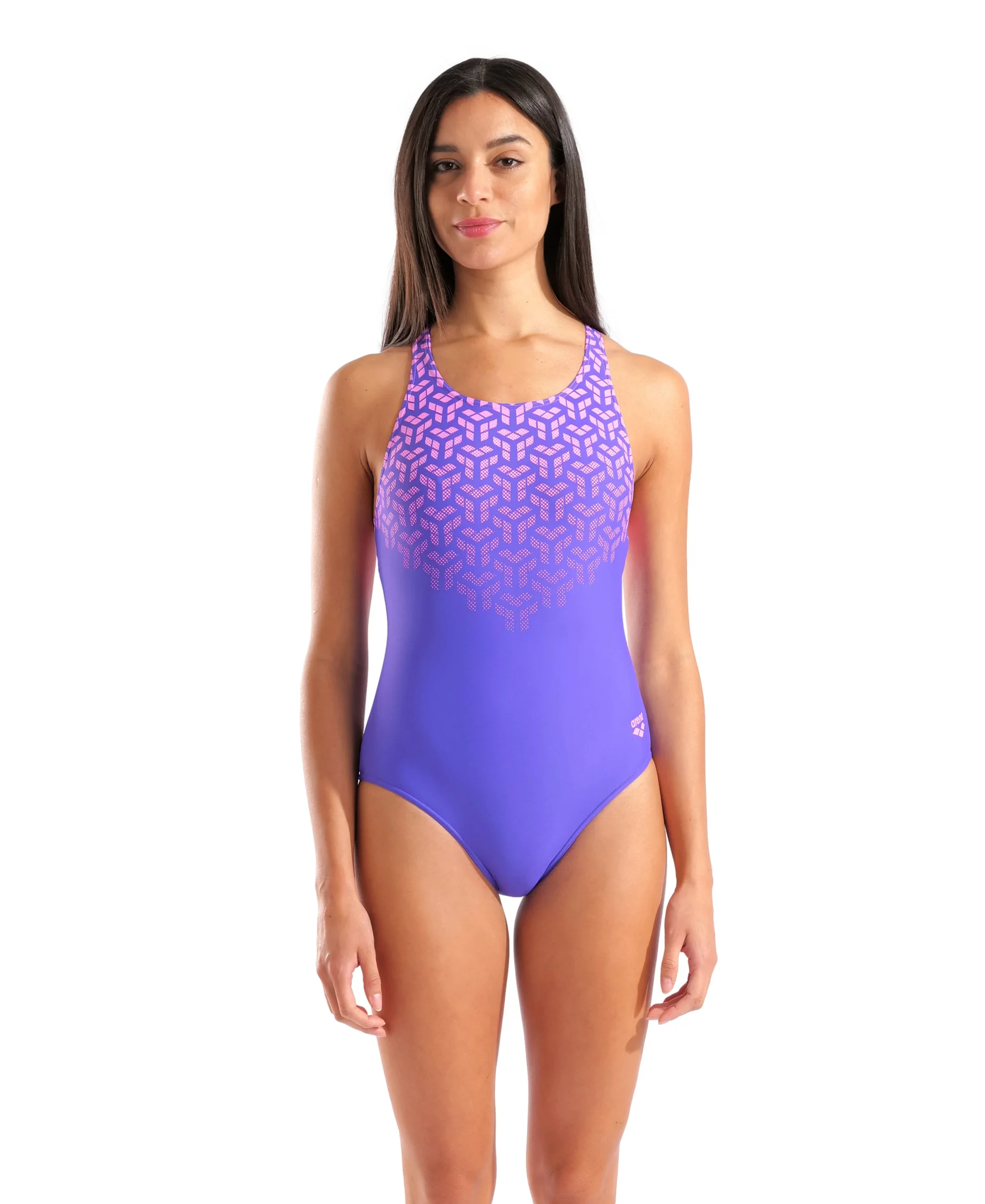 Bañador arena Feel para mujer Kikko V Back - Indaco/Orquídea