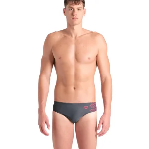 Bañador slip arena Feel para hombre Kikko V - Asfalto/Rojo
