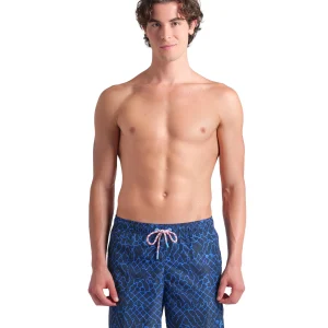 Short de playa bóxer arena para hombre Water Print Allover Marino Multi