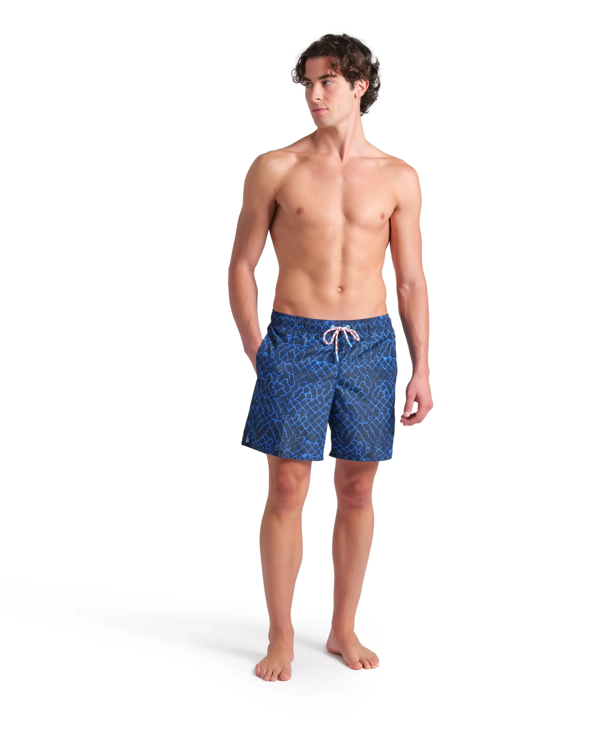Short de playa bóxer arena para hombre Water Print Allover Marino Multi - Imagen 3