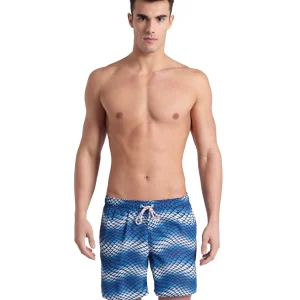 Bóxer de playa arena para hombre Allover - Azul Lago/Multi
