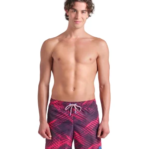 Short de playa bóxer arena para hombre Water Print Allover Púrpura Oscuro