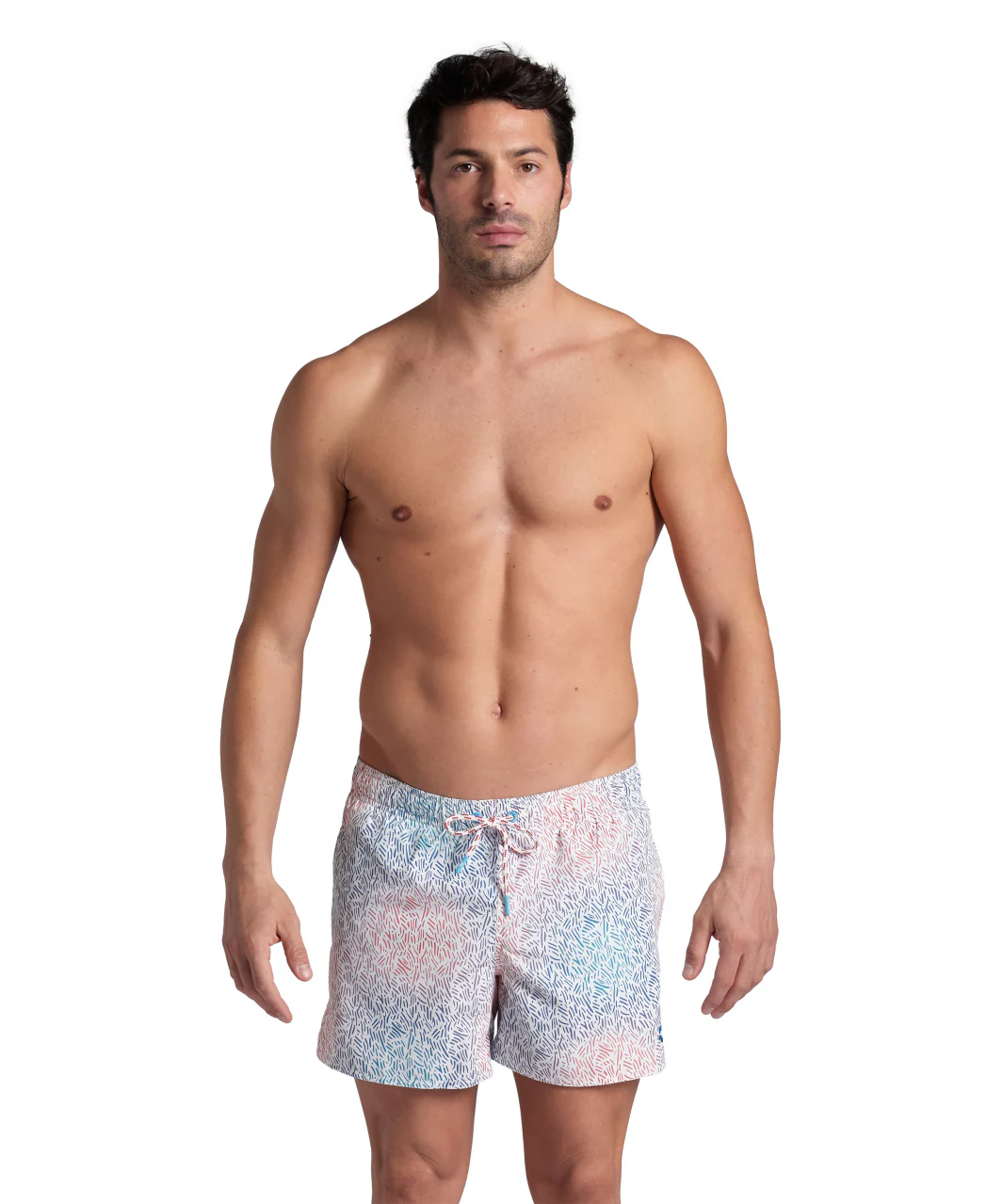 Bañador short arena para hombre Allover - Blanco/Púrpura