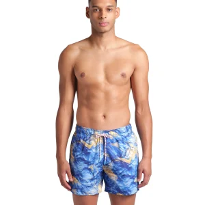 Short de playa arena para hombre Water Print Allover Río Azul