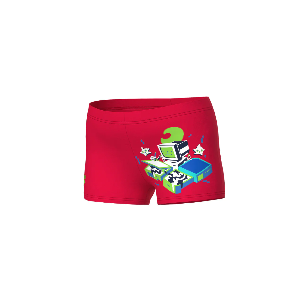 Bañador short arena para niño Game - Rojo Fluor