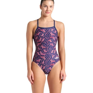 Bañador arena Performance para mujer Escape Lightdrop Back - Marino/Rojo Team
