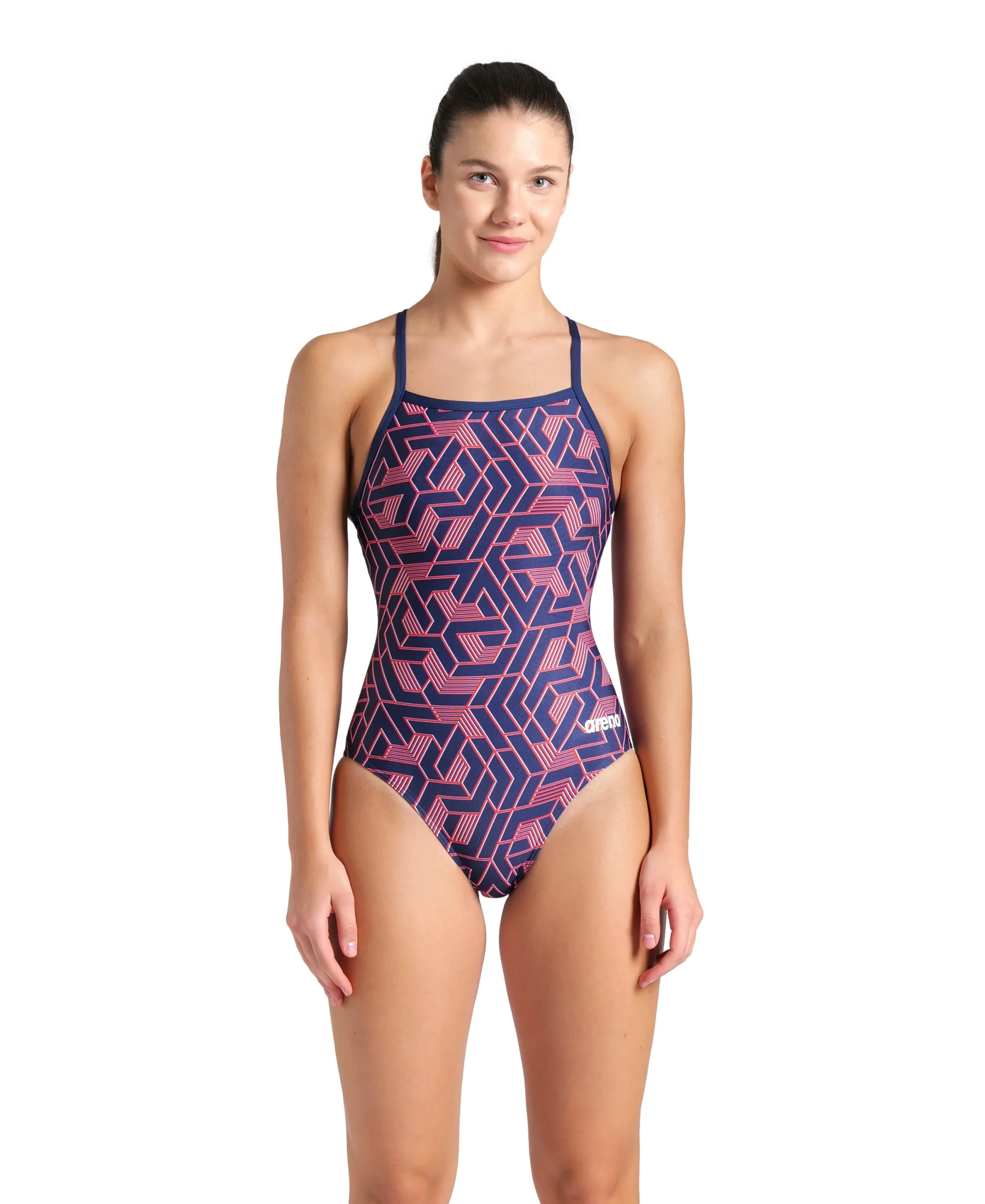Bañador arena Performance para mujer Escape Lightdrop Back - Azul Marino/Equipo Rojo