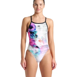 Bañador arena Performance para mujer Airbrush Challenge Back - Blanco Negro