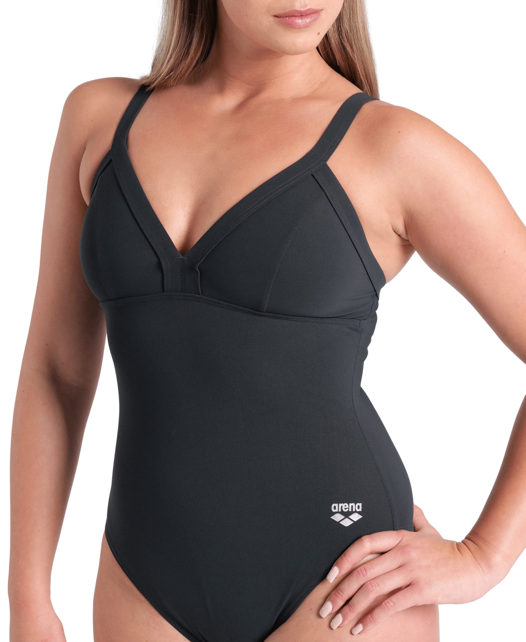 Bañador Shapewear arena para mujer Lara copa B - Gris Noche