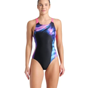 Bañador arena Performance para mujer Dreamhline V Back - Negro/Impactante