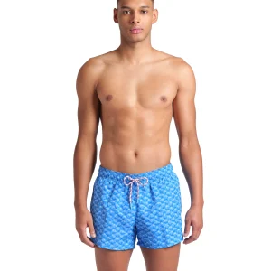 X-Shorts de playa arena para hombre Water Print Allover Río Azul