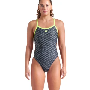 Bañador arena Performance para mujer Monogram Challenge Back Sabio Oscuro