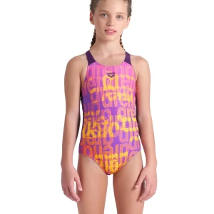 Bañador arena Performance para niña Multi Colours V Back Ciruela Multi