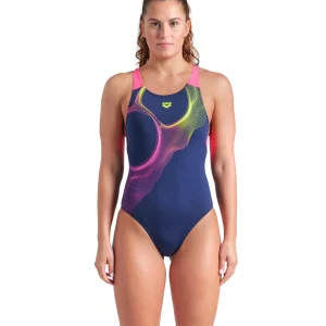 Bañador con sostén arena Performance para mujer Ripples V Back Marino - Impactante