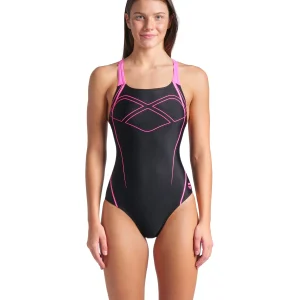 Bañador arena Feel para mujer Graphic Swim Pro Back Negro - Impactante