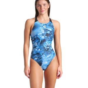 Bañador arena Feel para mujer Blue Flowers V Back Azul Multi