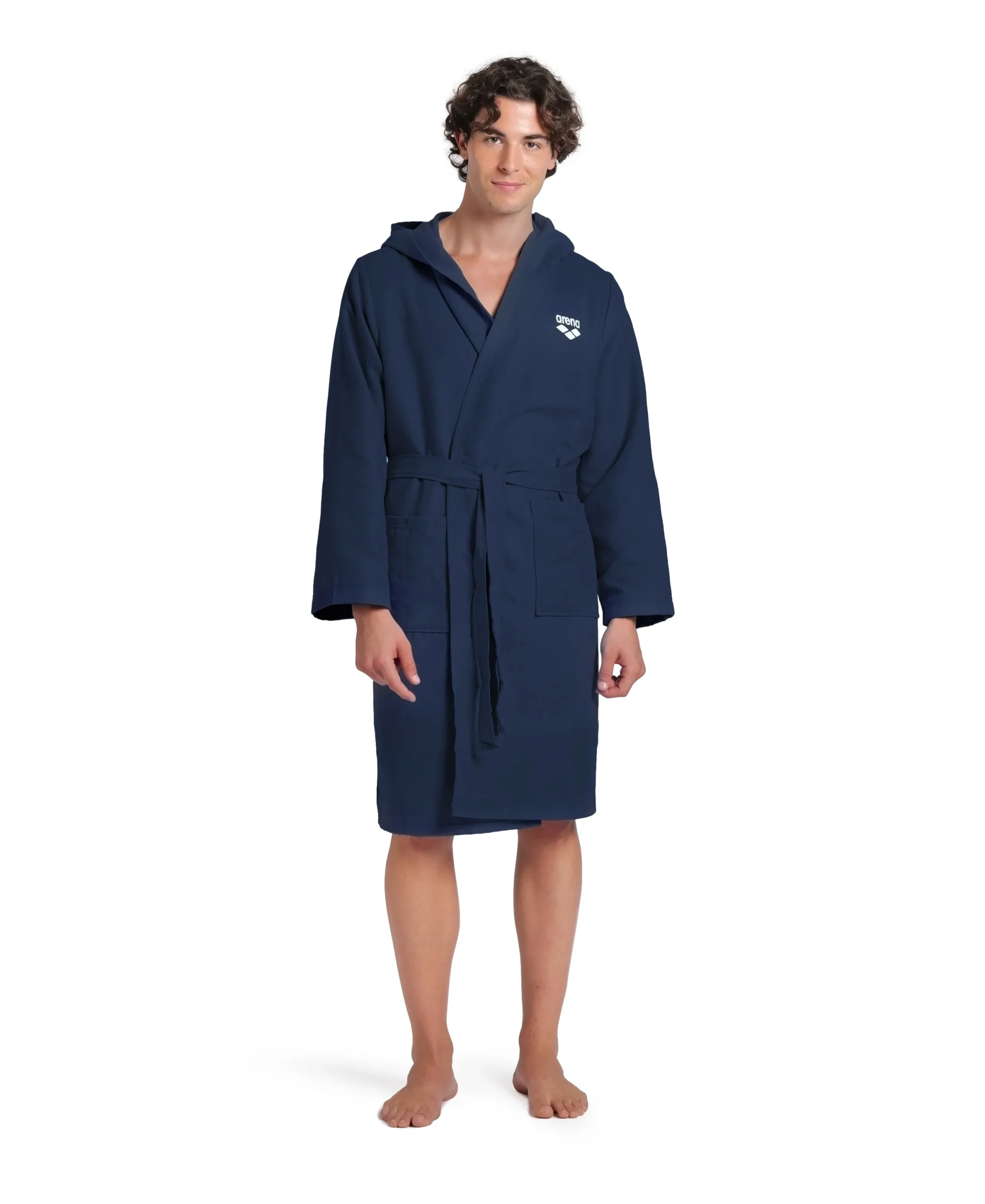 Albornoz compacto de microfibra arena unisex - Azul Marino/Blanco - Imagen 7