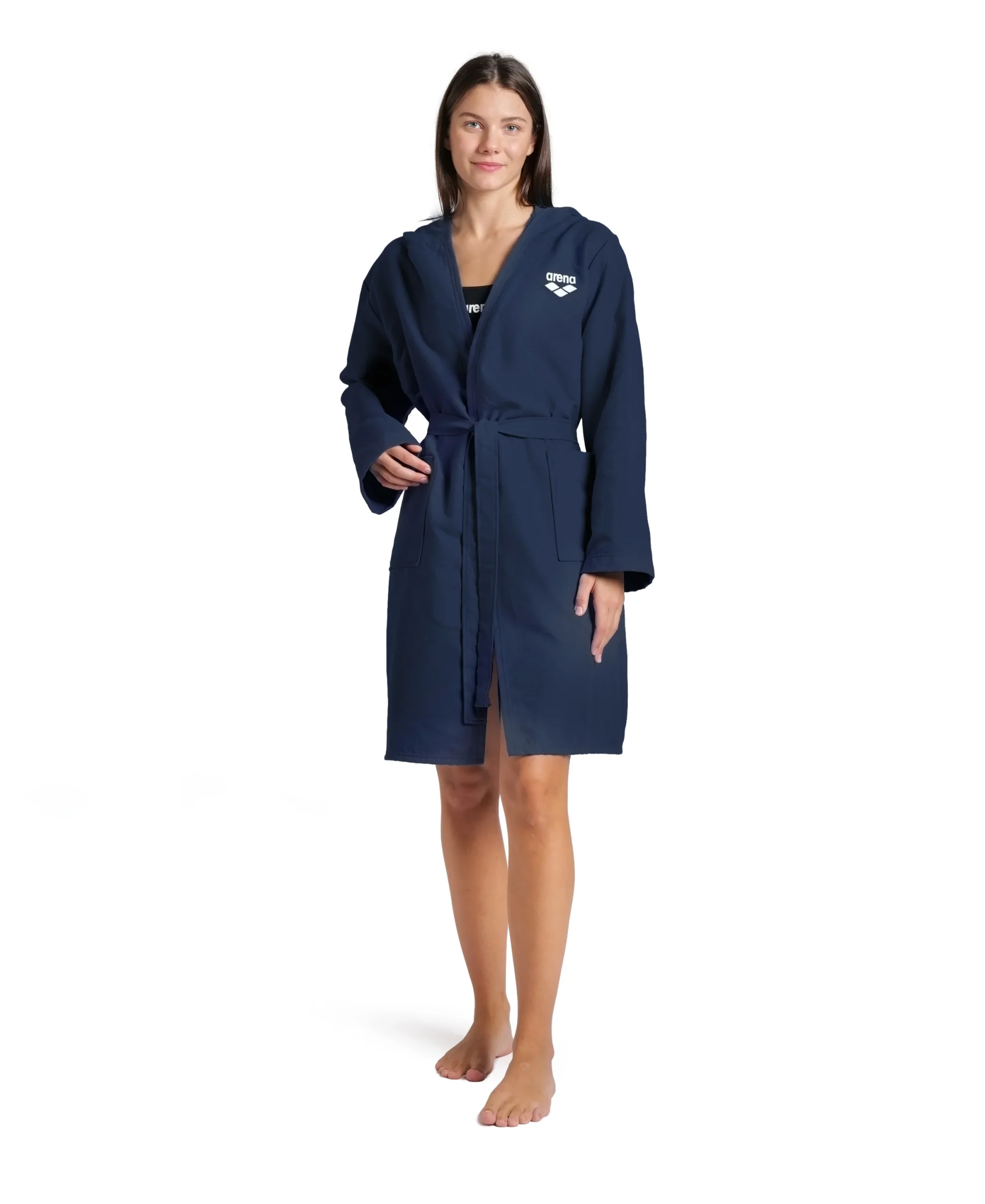 Albornoz compacto de microfibra arena unisex - Azul Marino/Blanco - Imagen 6