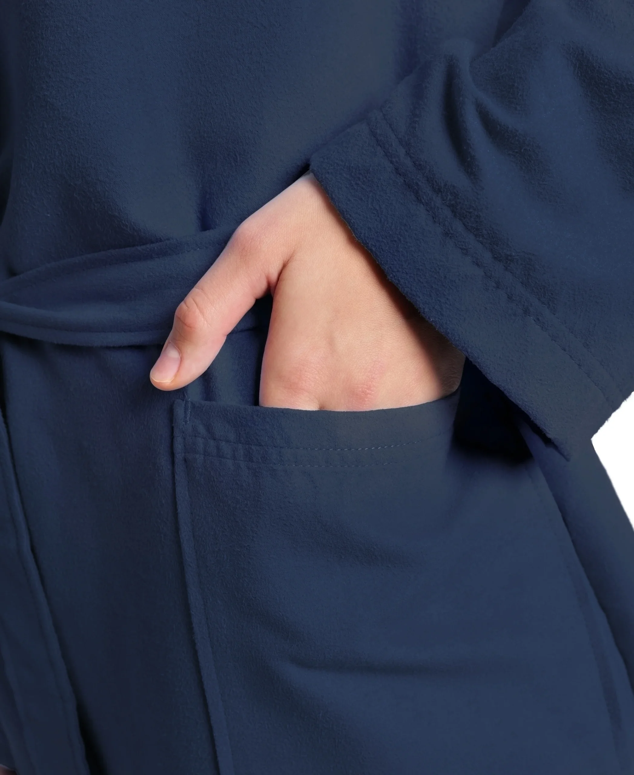 Albornoz compacto de microfibra arena unisex - Azul Marino/Blanco - Imagen 3