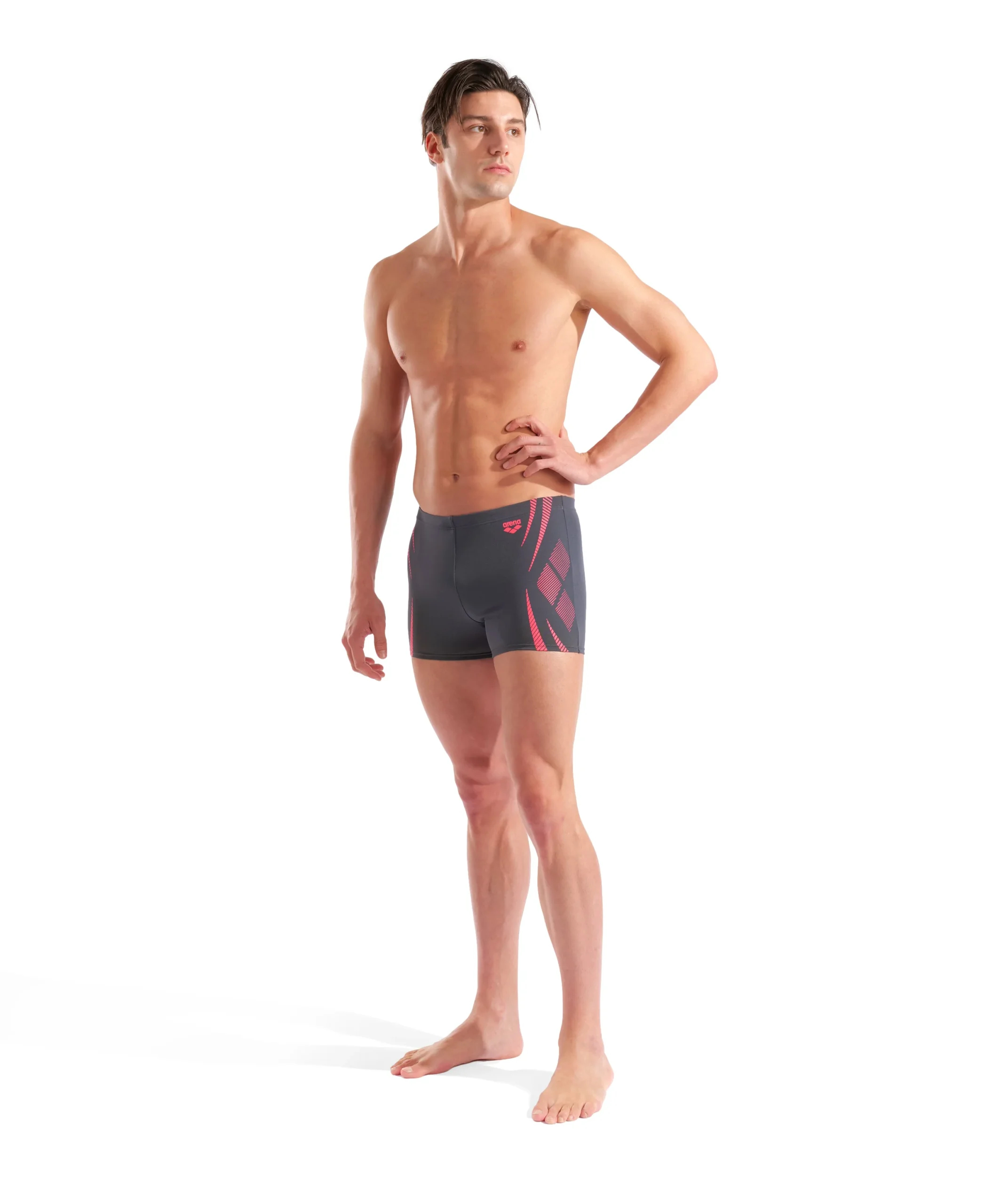 Bañador short arena Performance para hombre Poseidonia - Asfalto/Brillante - Imagen 5