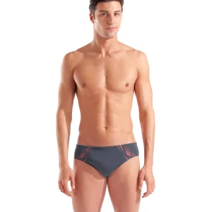 Bañador slip arena Performance para hombre Poseidonia - Asfalto/Brillante