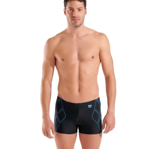 Bañador short arena Feel para hombre Graphic - Negro/Turquesa