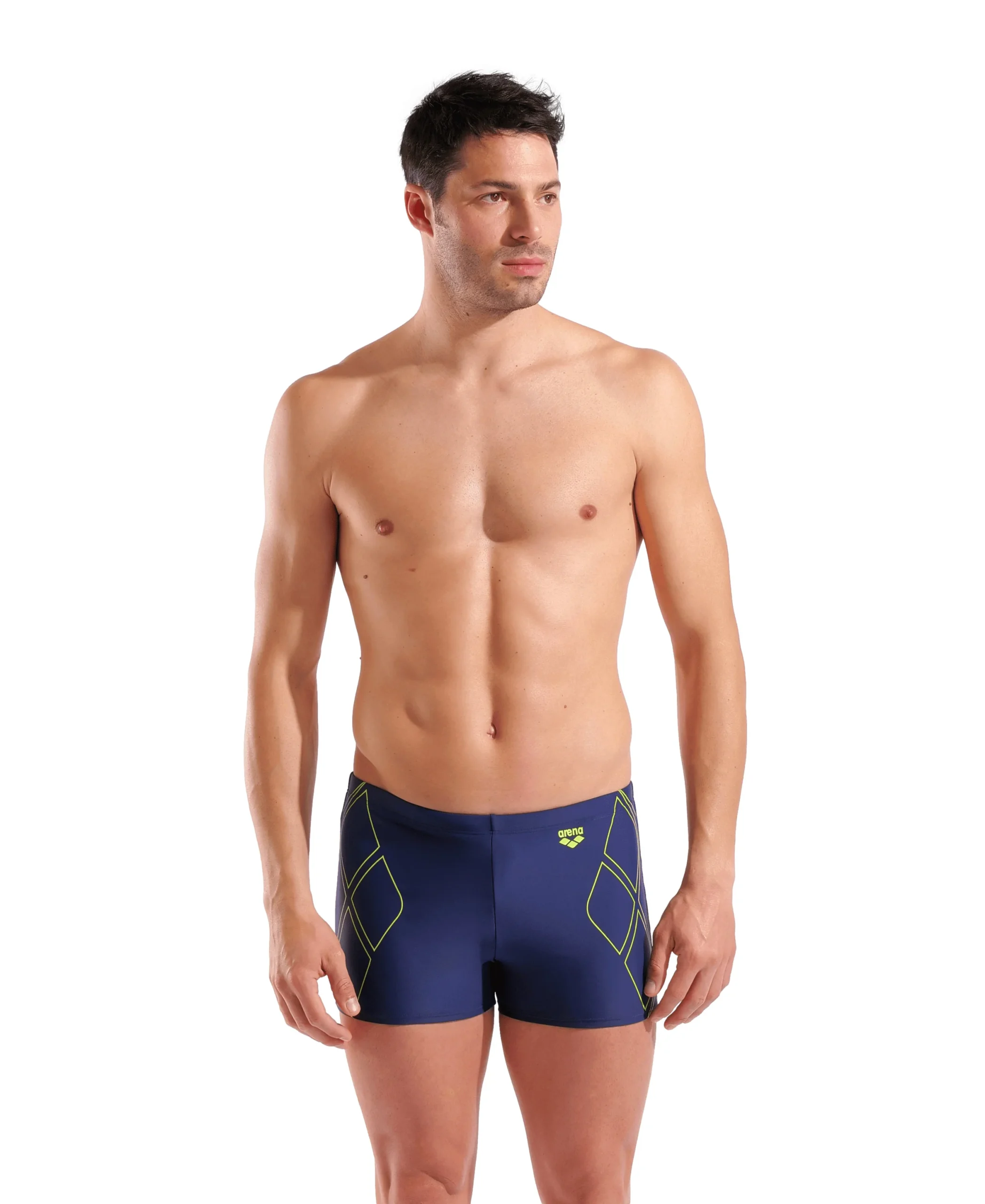 Bañador short arena Feel para hombre Graphic - Azul Marino/Lima Ártico