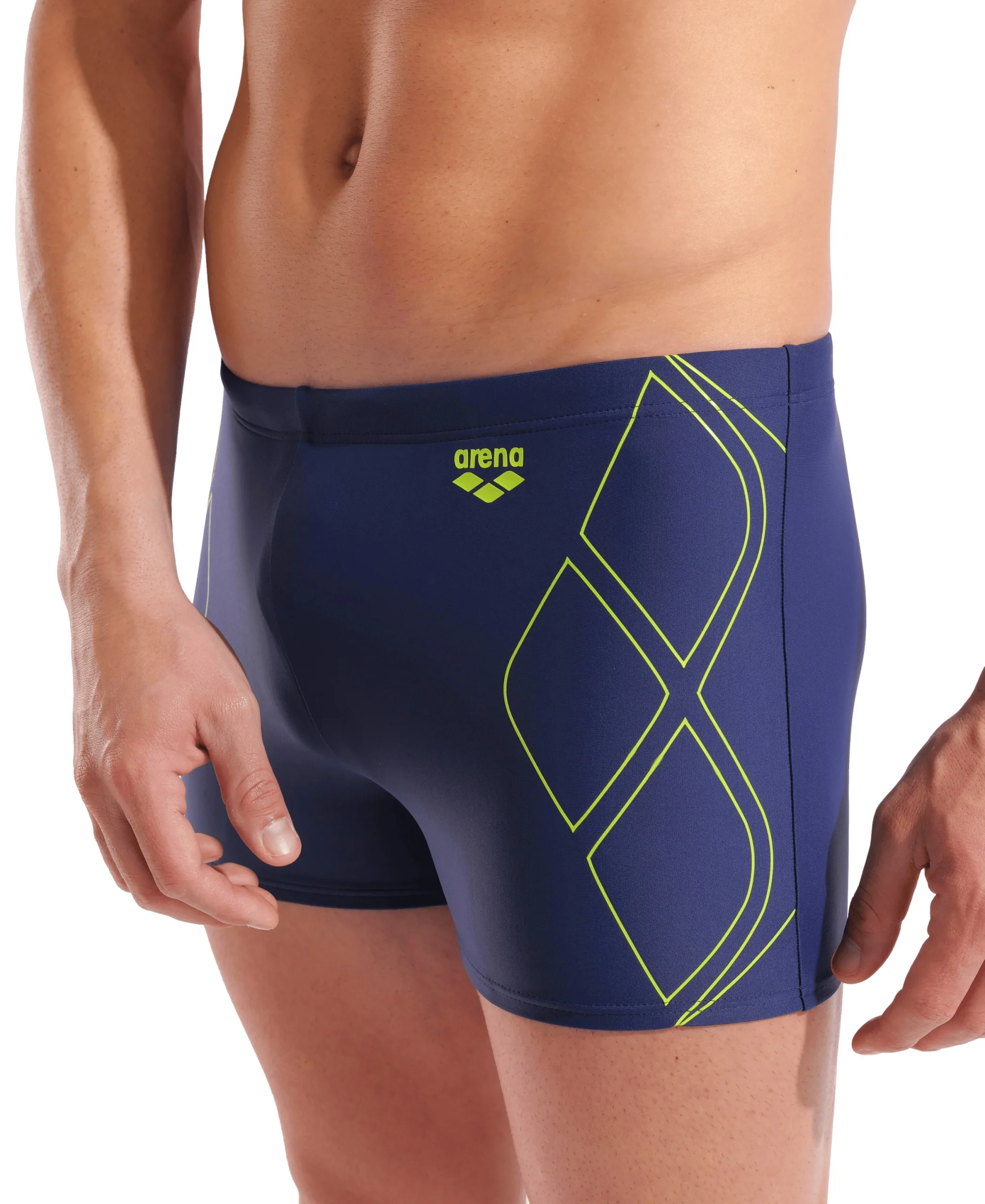 Bañador short arena Feel para hombre Graphic - Azul Marino/Lima Ártico - Imagen 4