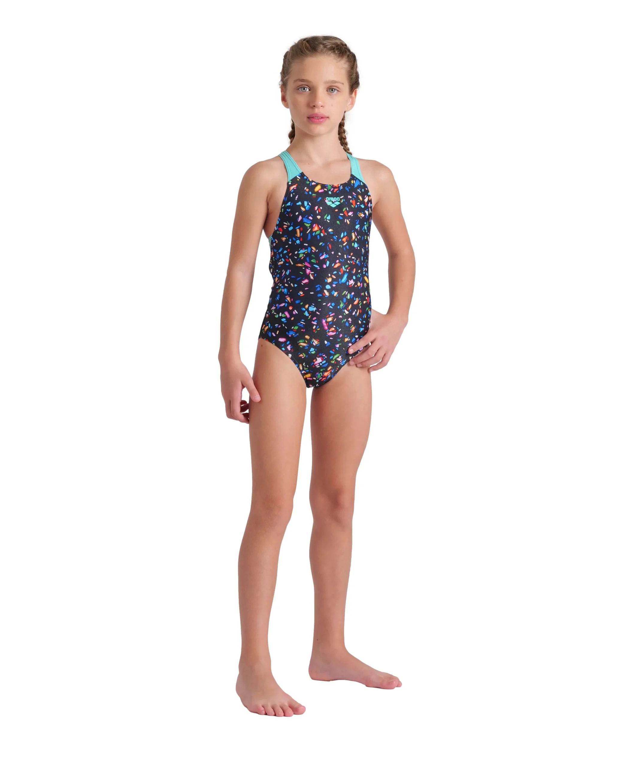 Bañador arena Performance para niña Confetti Swim Pro Back Negro Multi - Imagen 3