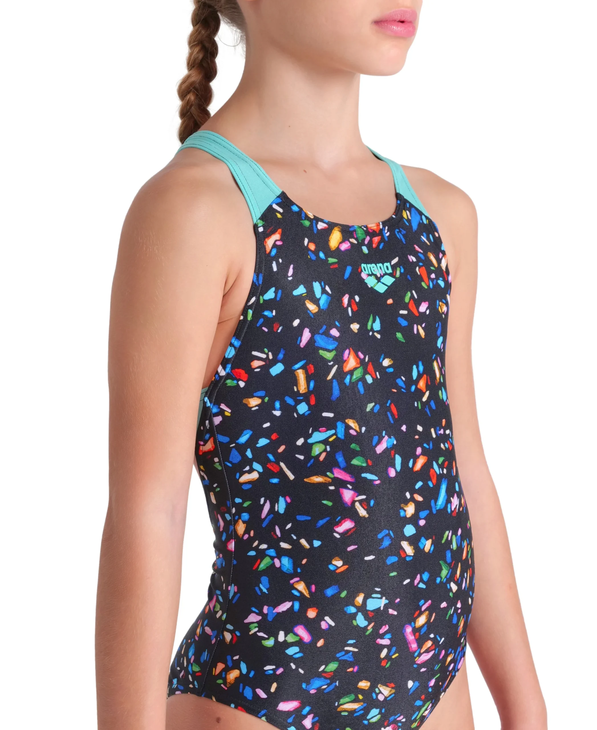 Bañador arena Performance para niña Confetti Swim Pro Back Negro Multi - Imagen 4