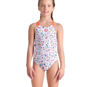Bañador arena Performance para niña Confetti Swim Pro Back Blanco Multi
