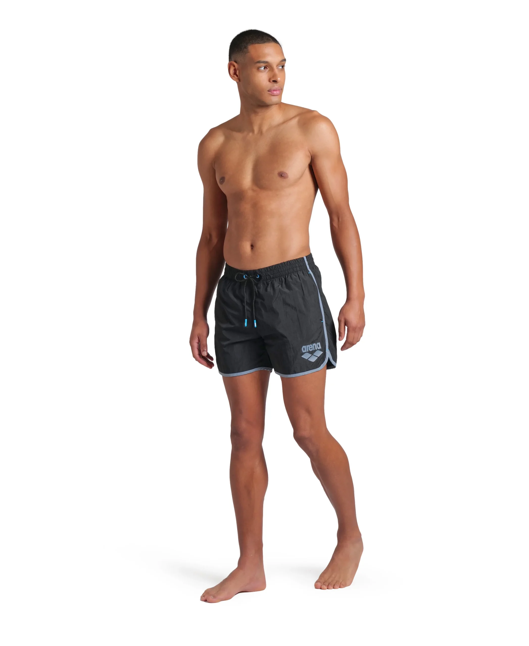 Short de playa arena para hombre Logo Borders Negro - Espuma De Mar - Imagen 3