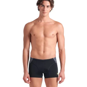 Bañador short arena Performance para hombre Monogram Negro - Salvia Oscuro