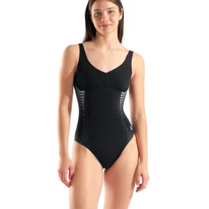 Bañador arena Performance Niceseness U Back para mujer - Espuma Negra/Marino