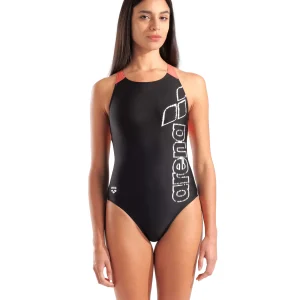 Bañador arena Feel Scratchy V Back para mujer - Negro/Calipso