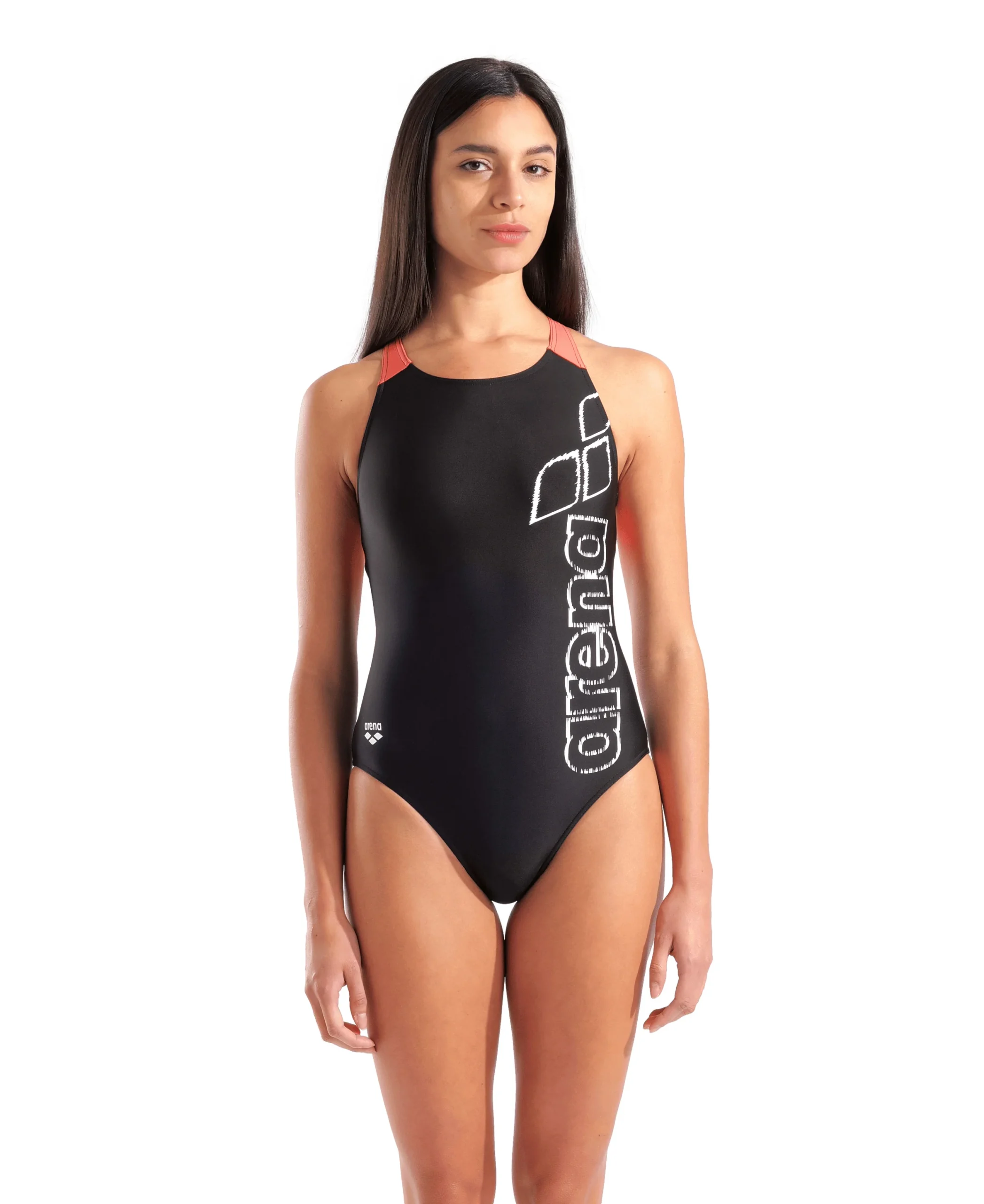 Bañador arena Feel Scratchy V Back para mujer - Negro/Calipso