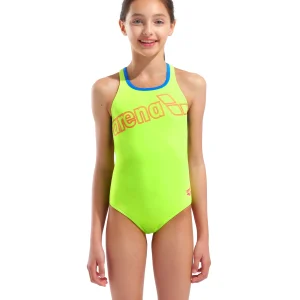 Bañador arena Performance Logo Swim Pro Back para niña - Limón Ártico