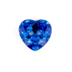 Botón Plástico Cristal Corazón Azul