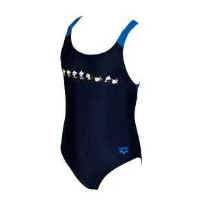 Bañador arena para niña Friends Swim Pro Back Azul Marino/Turquesa