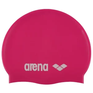 Gorro de natación arena para niños Classic Silicone Junior  - Fucsia/Blanco