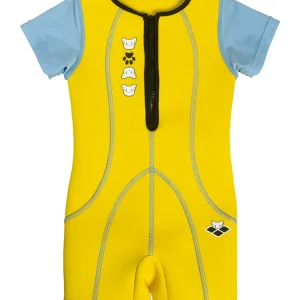 Traje de neopreno arena para niños AWT - Amarillo Blanco
