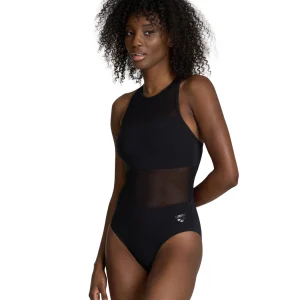 Bañador arena Feel para mujer Mesh Panels Vent Back  - Negro