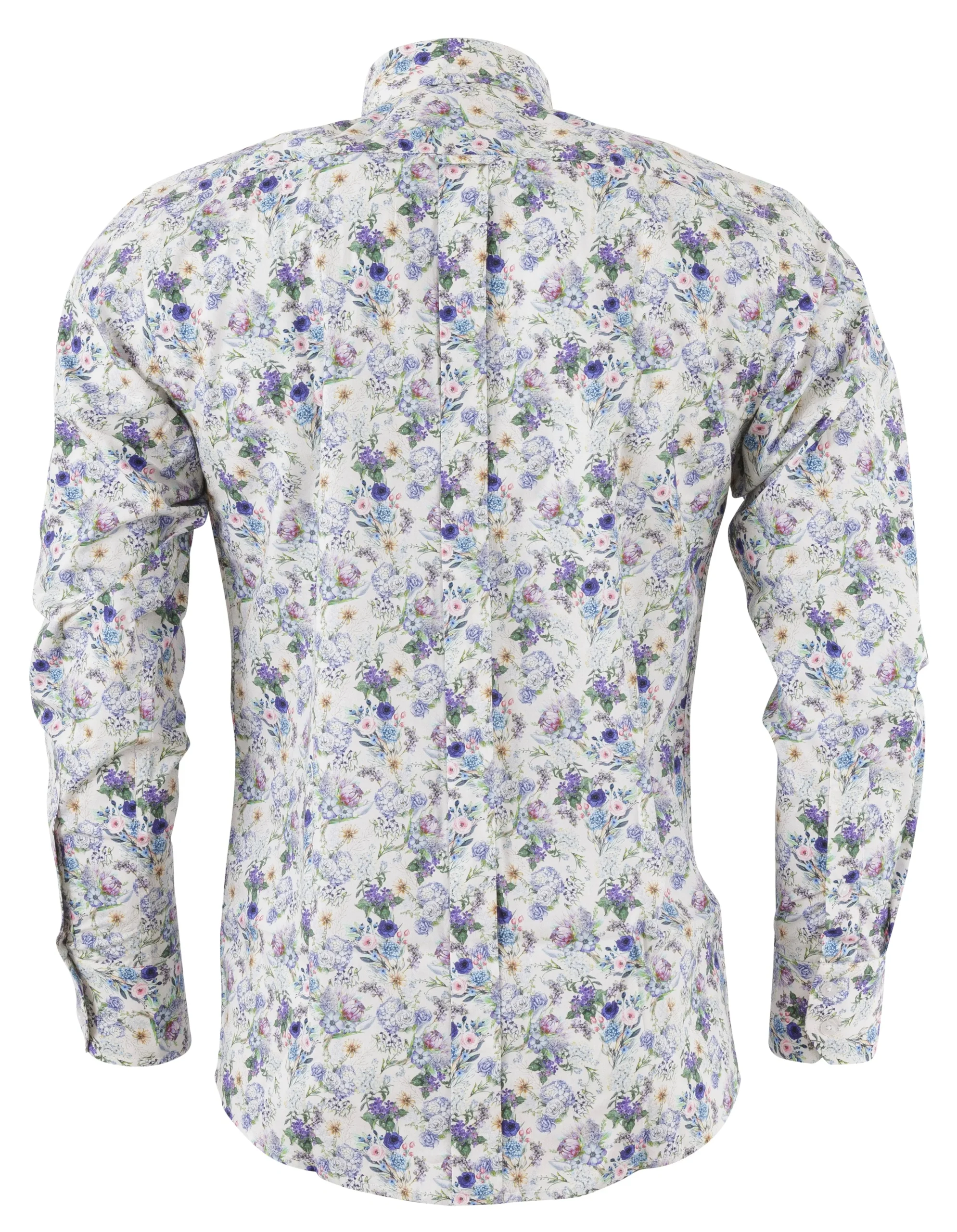Relco Platinum Mens White Floral Button Down Shirts - Imagen 3